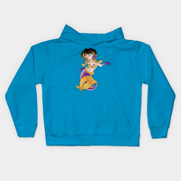 Pixel Mermaid Kids Hoodie by z0mbi